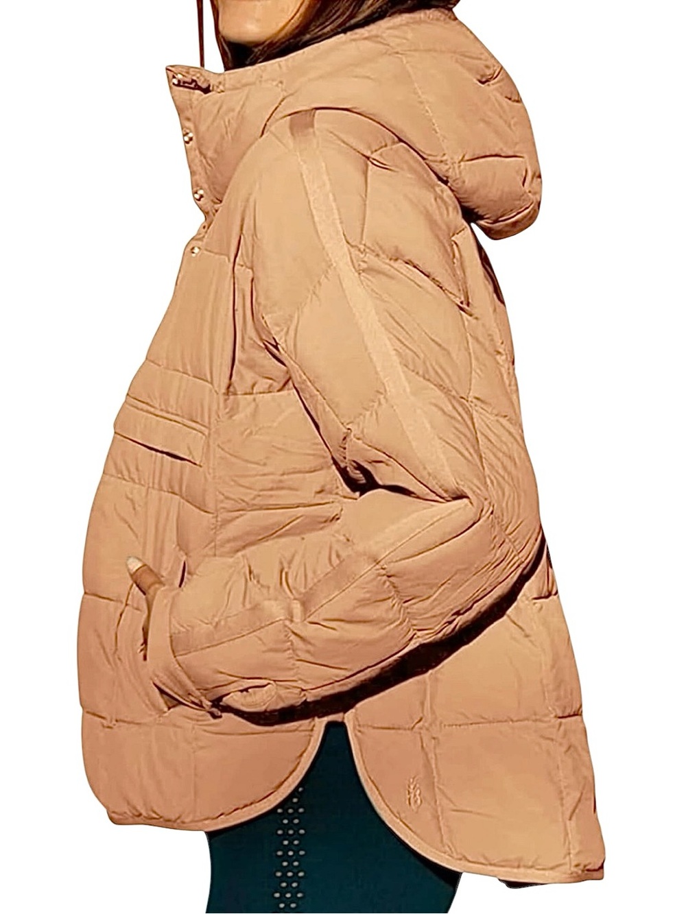 AICHARMWA Light Brown Oversized Lightweight Quilted Jacket Size Small NWOT